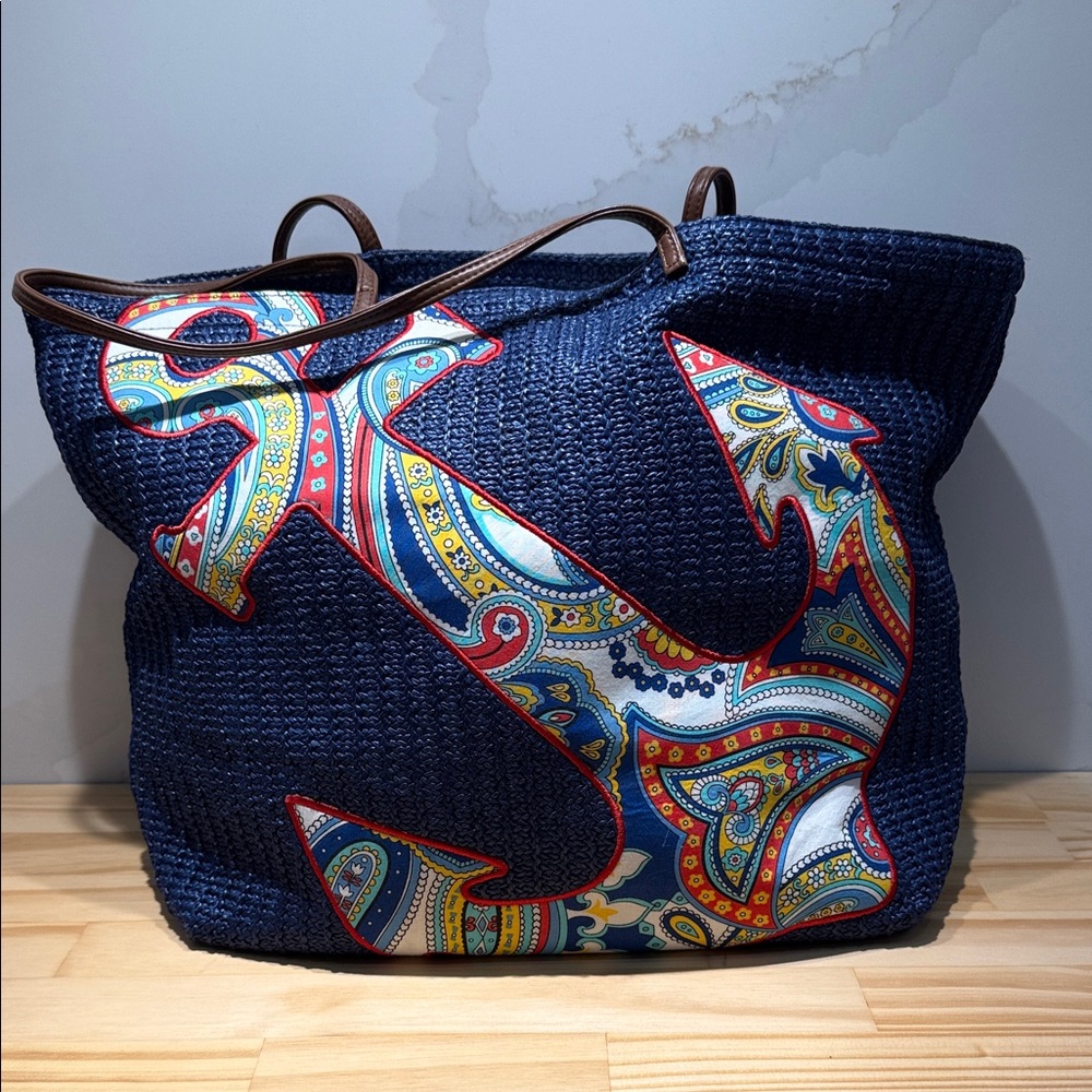 Vera Bradley Navy and Multicolor Anchor Tote